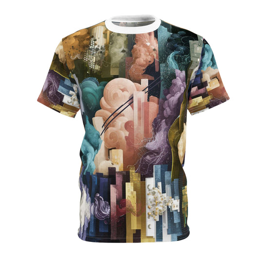 Unisex Cut & Sew Abstract Art T-Shirt All Over Prints White stitching by ingLando