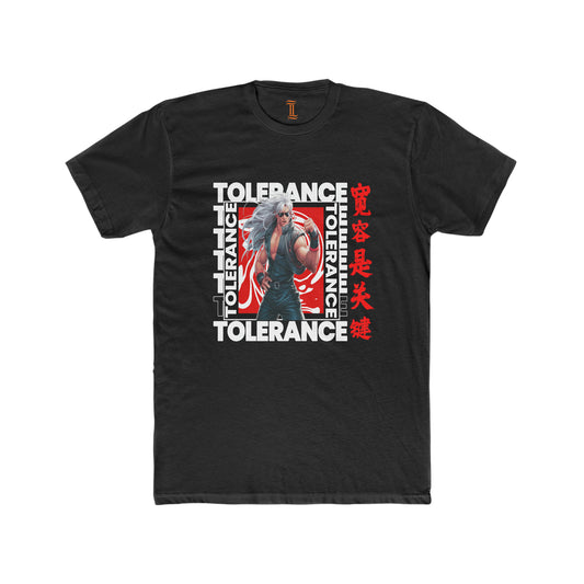  Men's Cotton Crew Tolerance T-Shirt Front Side Solid Black