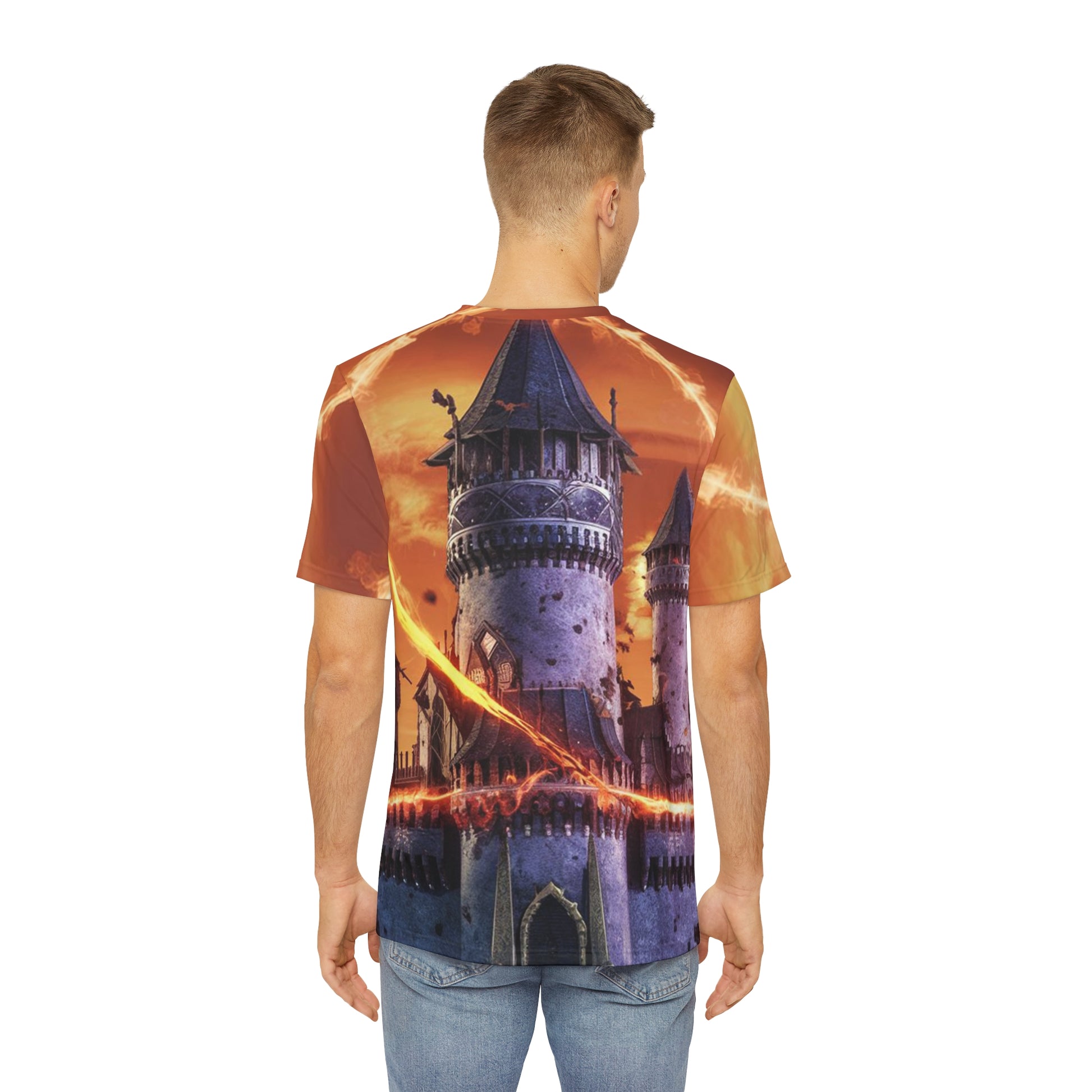 Men's Polyester Gaming All Over Print T-Shirt - Come Over Here Back Side Male