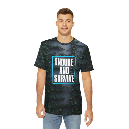 Mens Polyester Gaming T-Shirt Endure And Survive All Over Print Front Side Male