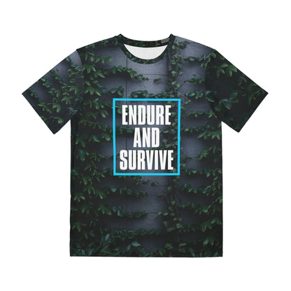 Mens Polyester Gaming T-Shirt Endure And Survive All Over Print Front Side