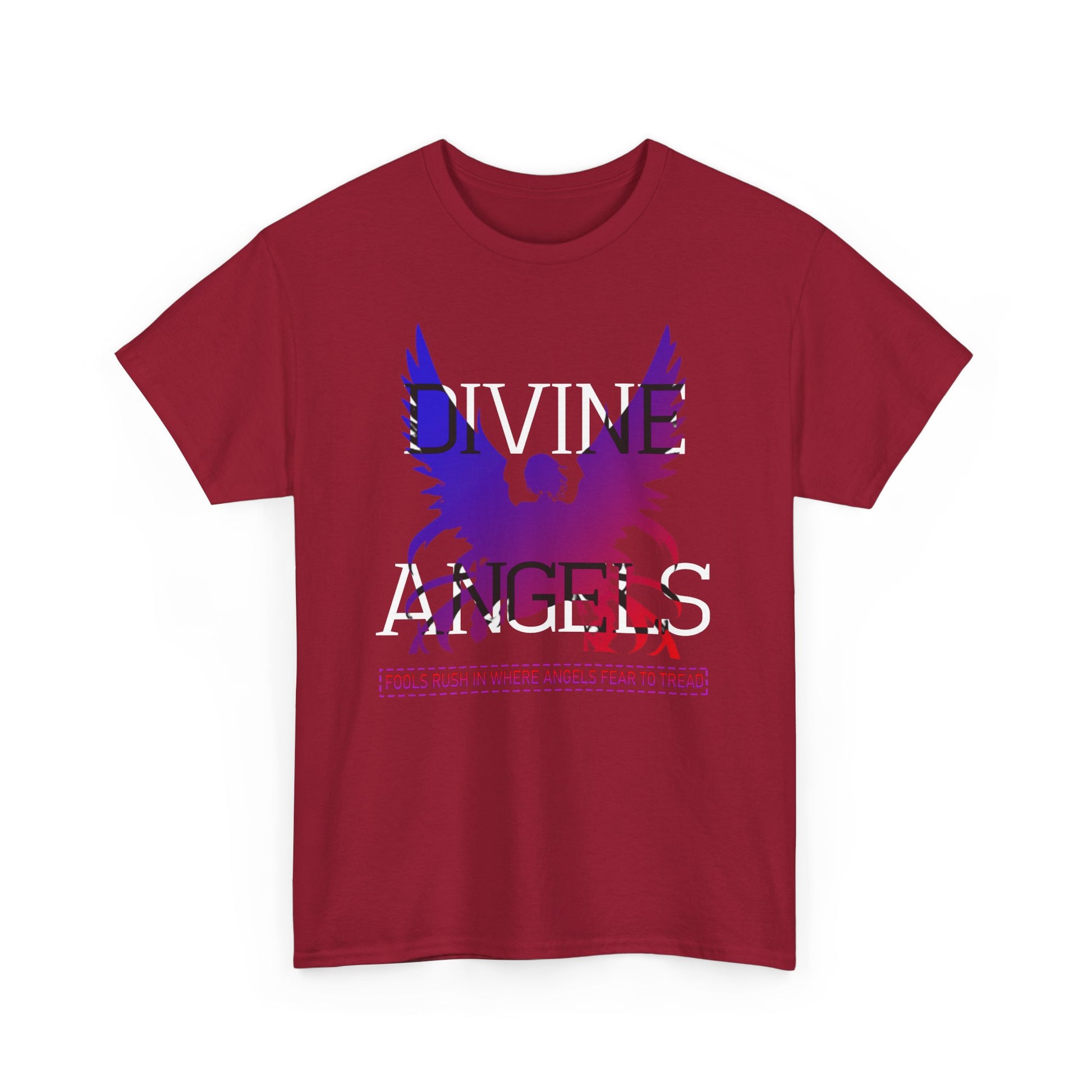 Unisex Angel Theme Heavy Cotton T-Shirt Front Side Cardinal Red