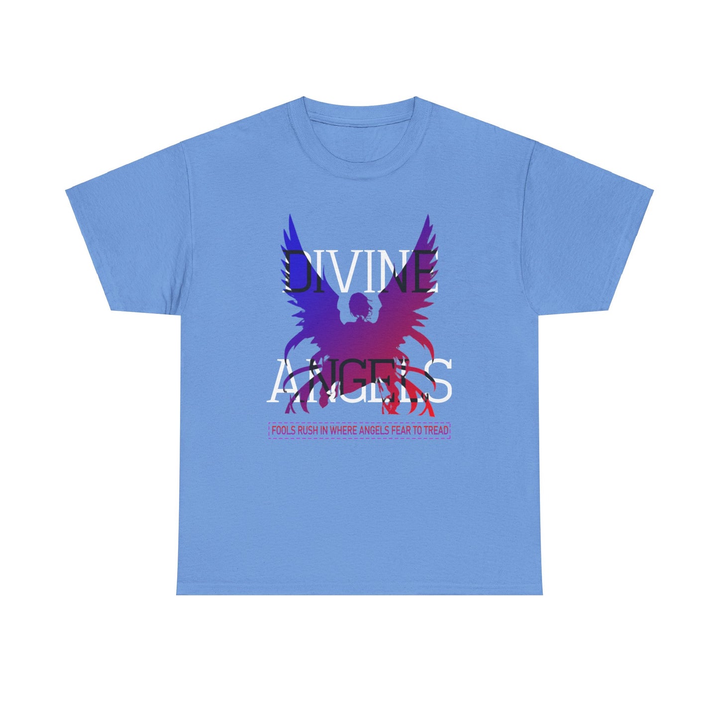 Unisex Angel Theme Heavy Cotton T-Shirt Front Side Carolina Blue Main