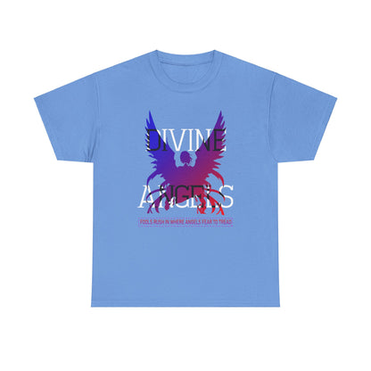 Unisex Angel Theme Heavy Cotton T-Shirt Front Side Carolina Blue Main