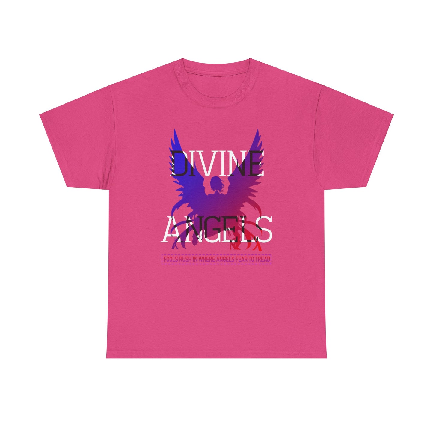 Unisex Angel Theme Heavy Cotton T-Shirt Front Side Heliconia Main