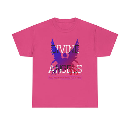 Unisex Angel Theme Heavy Cotton T-Shirt Front Side Heliconia Main