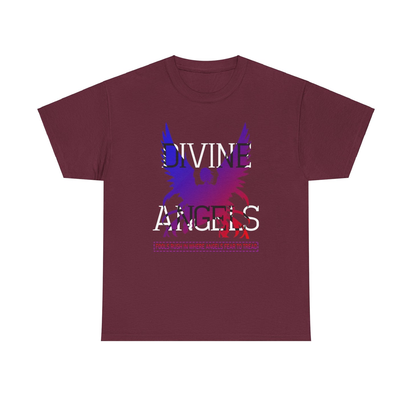 Unisex Angel Theme Heavy Cotton T-Shirt Front Side Maroon Main