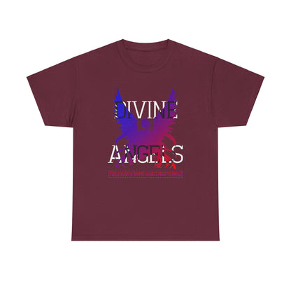 Unisex Angel Theme Heavy Cotton T-Shirt Front Side Maroon Main