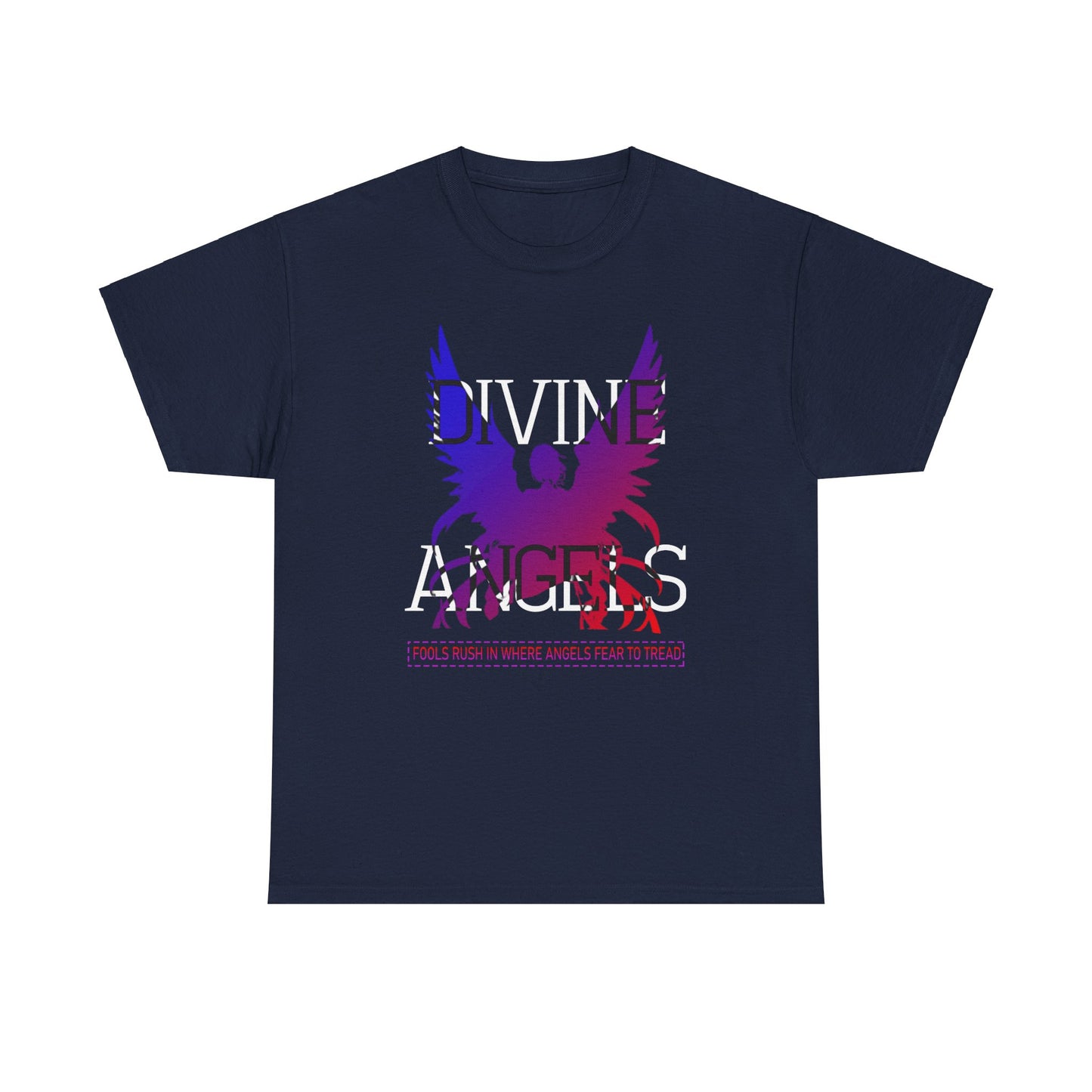 Unisex Angel Theme Heavy Cotton T-Shirt Front Side Navy Main