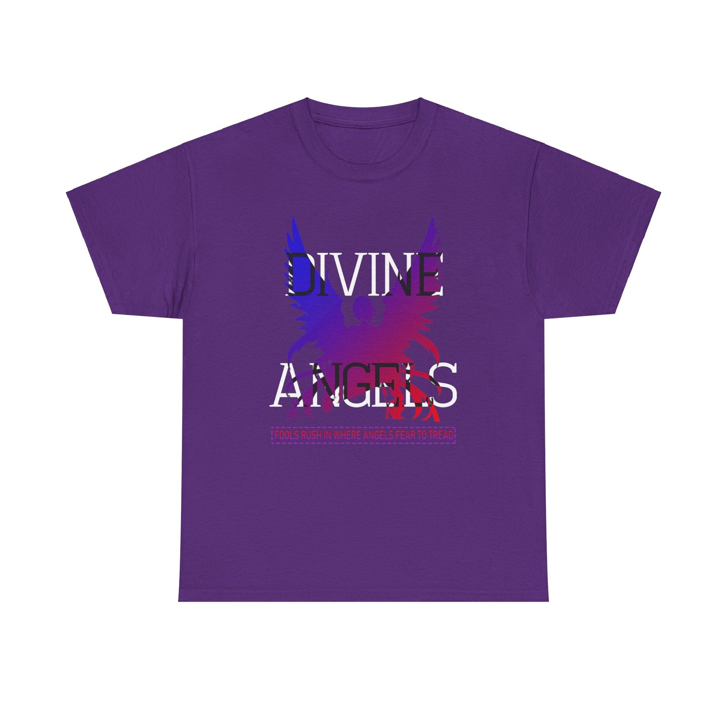 Unisex Angel Theme Heavy Cotton T-Shirt Front Side Purple Main