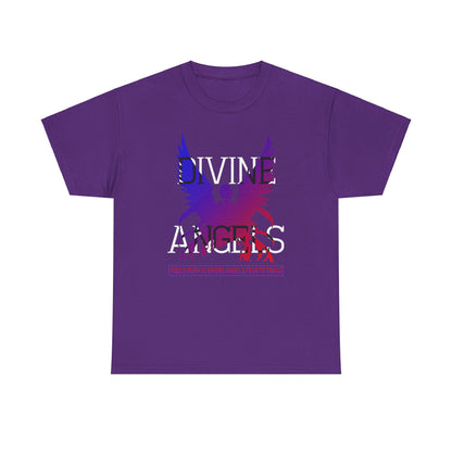 Unisex Angel Theme Heavy Cotton T-Shirt Front Side Purple Main