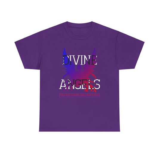 Unisex Angel Theme Heavy Cotton T-Shirt Front Side Purple Main