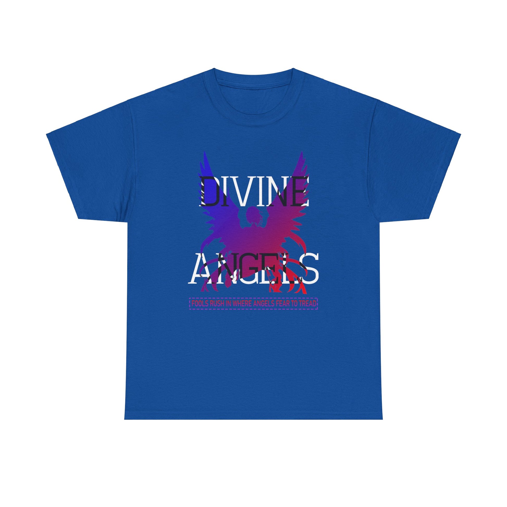 Unisex Angel Theme Heavy Cotton T-Shirt Front Side Royal Blue Main