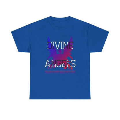 Unisex Angel Theme Heavy Cotton T-Shirt Front Side Royal Blue Main