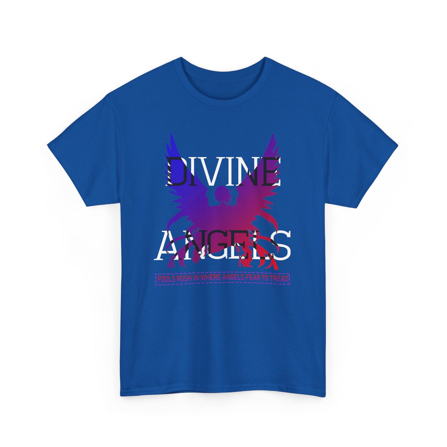 Unisex Angel Theme Heavy Cotton T-Shirt Front Side Royal Blue