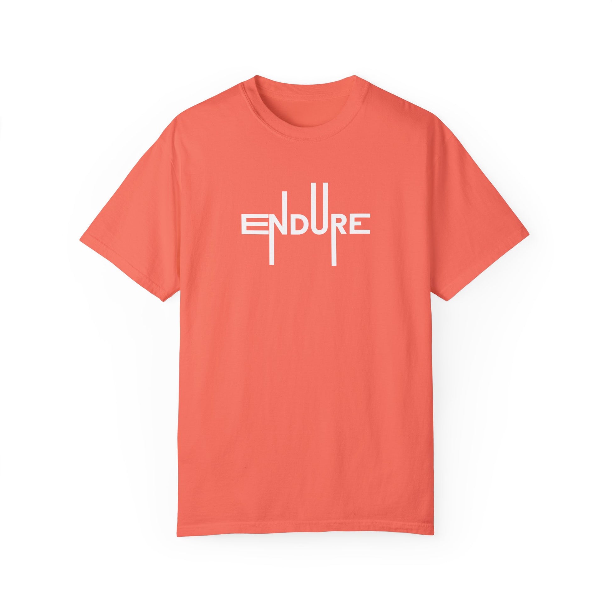 Unisex Garment Dyed Endure Motivational T-Shirt Front Side Bright Salmon