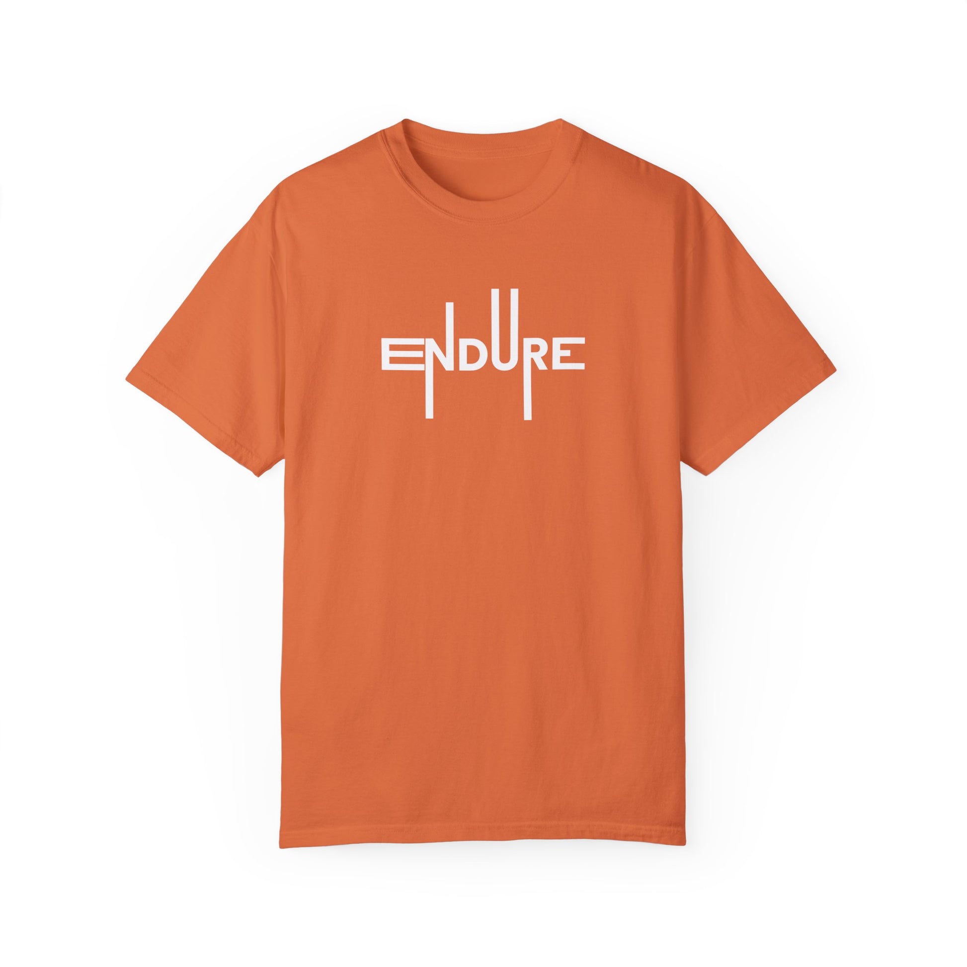 Unisex Garment Dyed Endure Motivational T-Shirt Front Side Burnt Orange