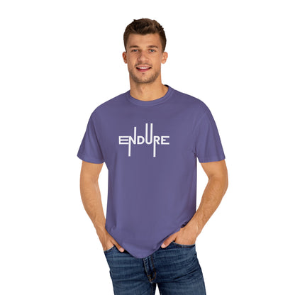 Unisex Garment Dyed Endure Motivational T-Shirt Front Side Grape Male