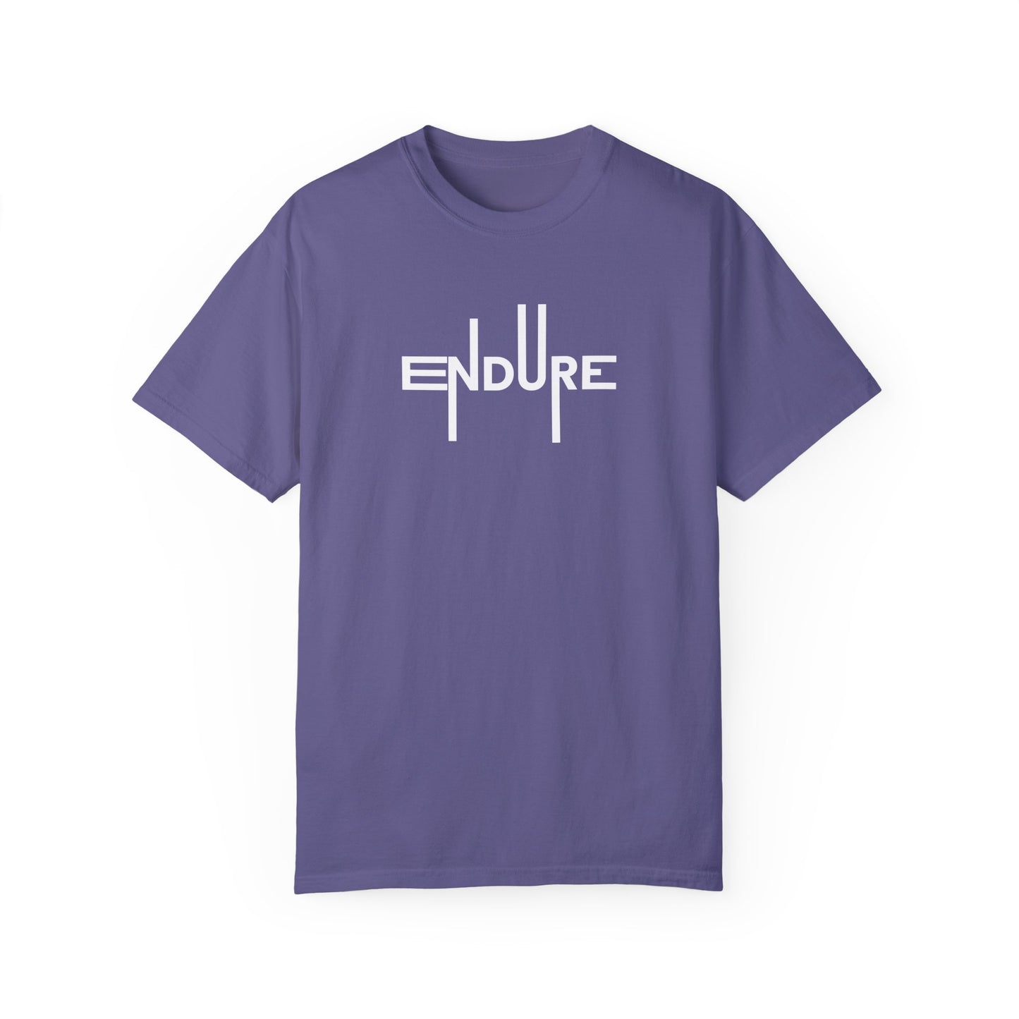 Unisex Garment Dyed Endure Motivational T-Shirt Front Side Grape