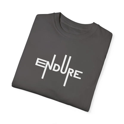 Unisex Garment Dyed Endure Motivational T-Shirt Front Side Graphite Folded