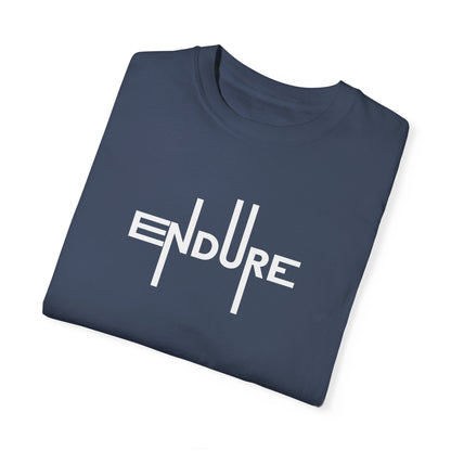 Unisex Garment Dyed Endure Motivational T-Shirt Front Side Midnight Folded