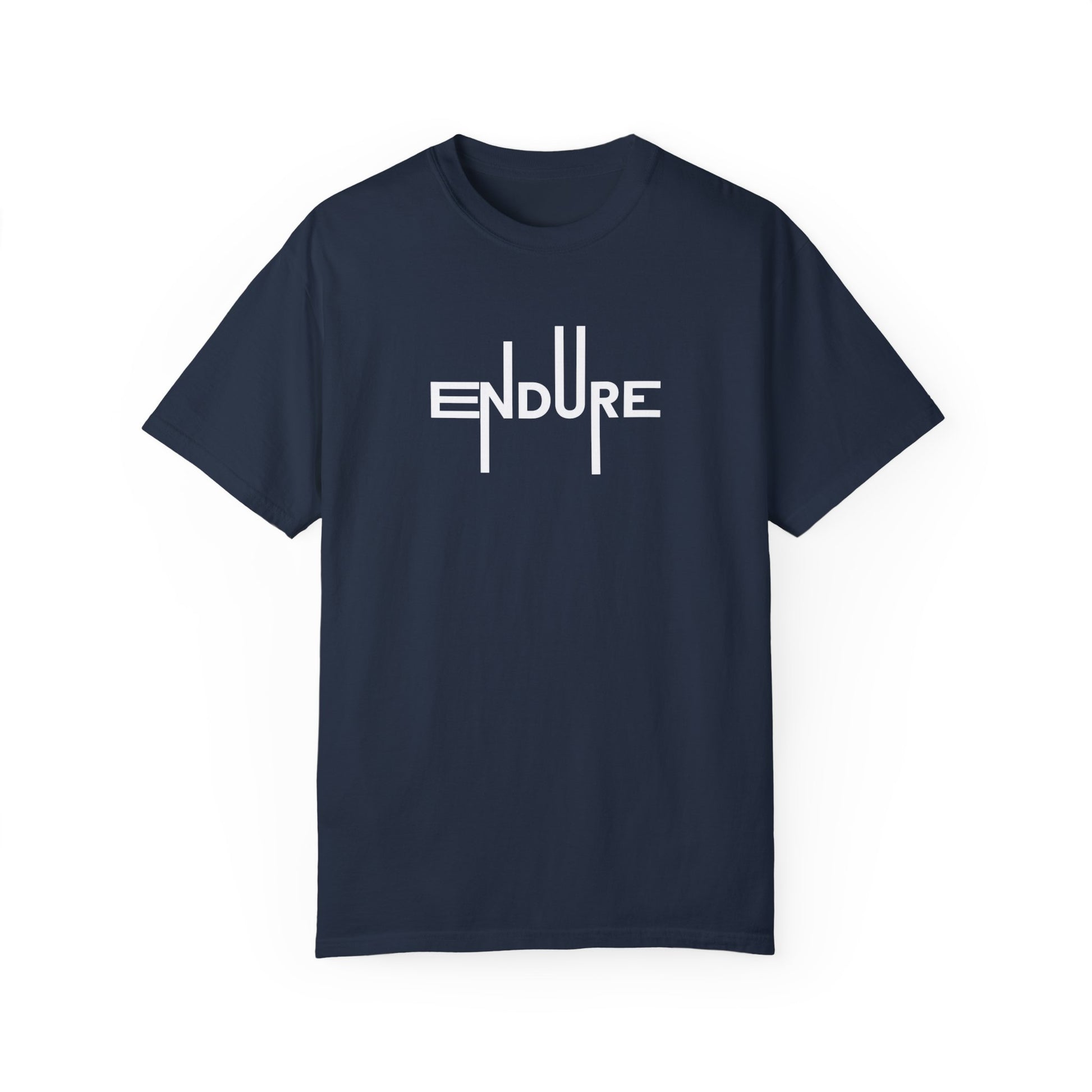 Unisex Garment Dyed Endure Motivational T-Shirt Front Side Navy