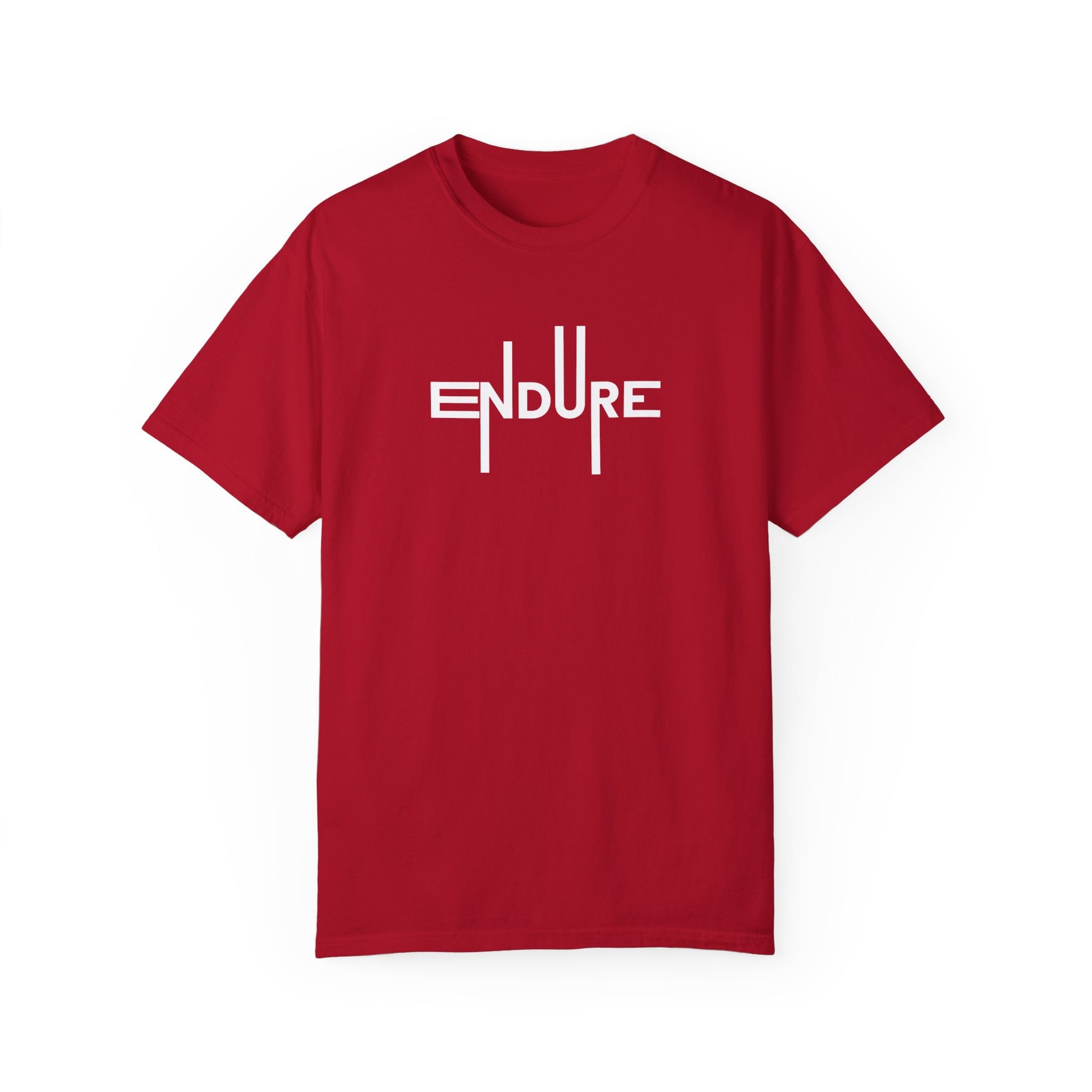 Unisex Garment Dyed Endure Motivational T-Shirt Front Side Red