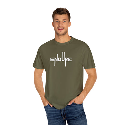 Unisex Garment Dyed Endure Motivational T-Shirt Front Side Sage Male