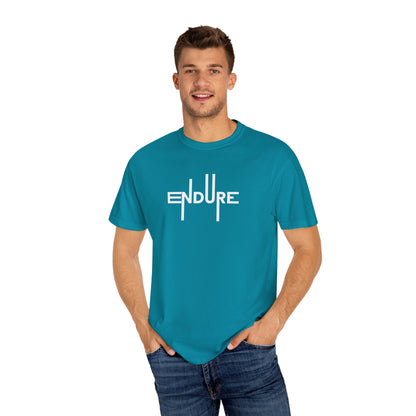 Unisex Garment Dyed Endure Motivational T-Shirt Front Side Topaz Blue Male