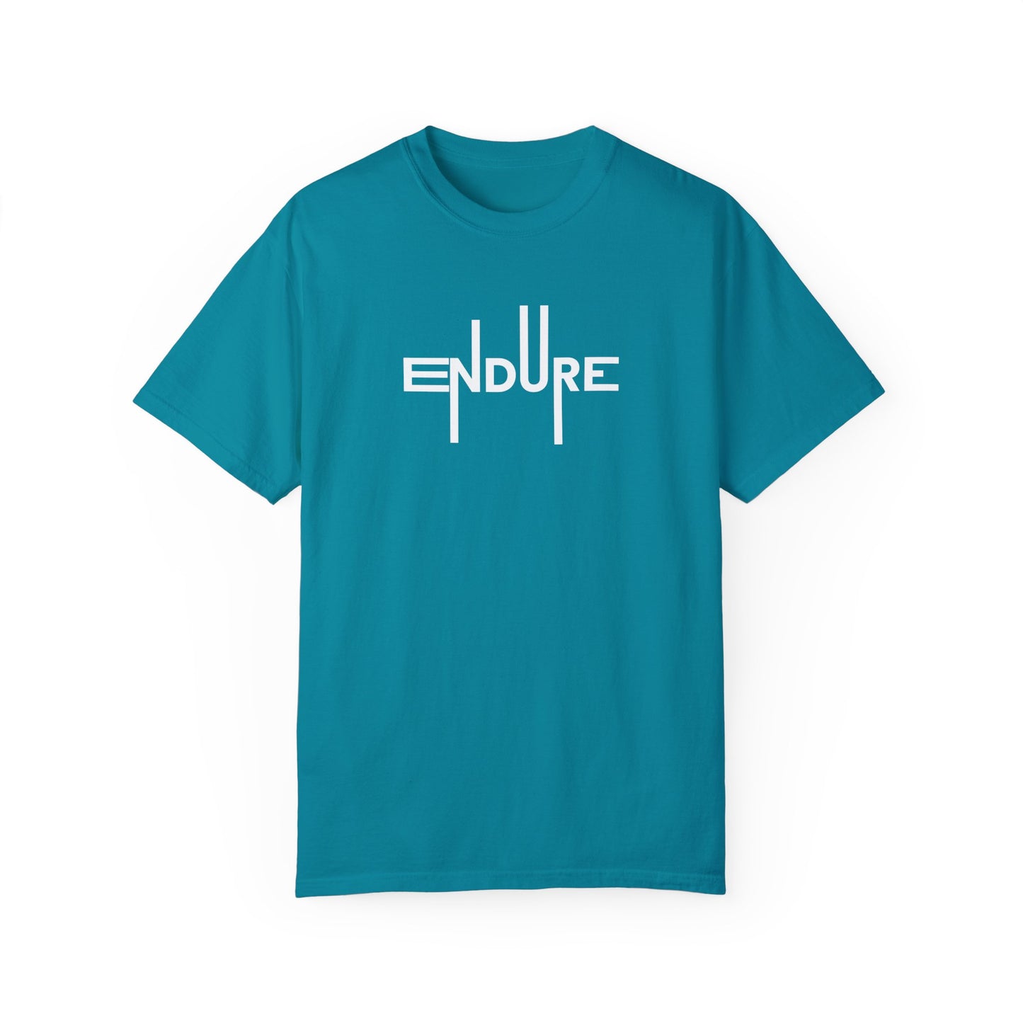 Unisex Garment Dyed Endure Motivational T-Shirt Front Side Topaz Blue