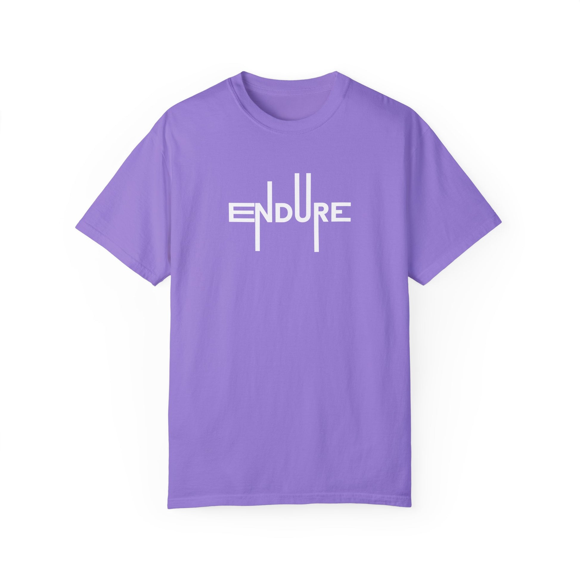 Unisex Garment Dyed Endure Motivational T-Shirt Front Side Violet