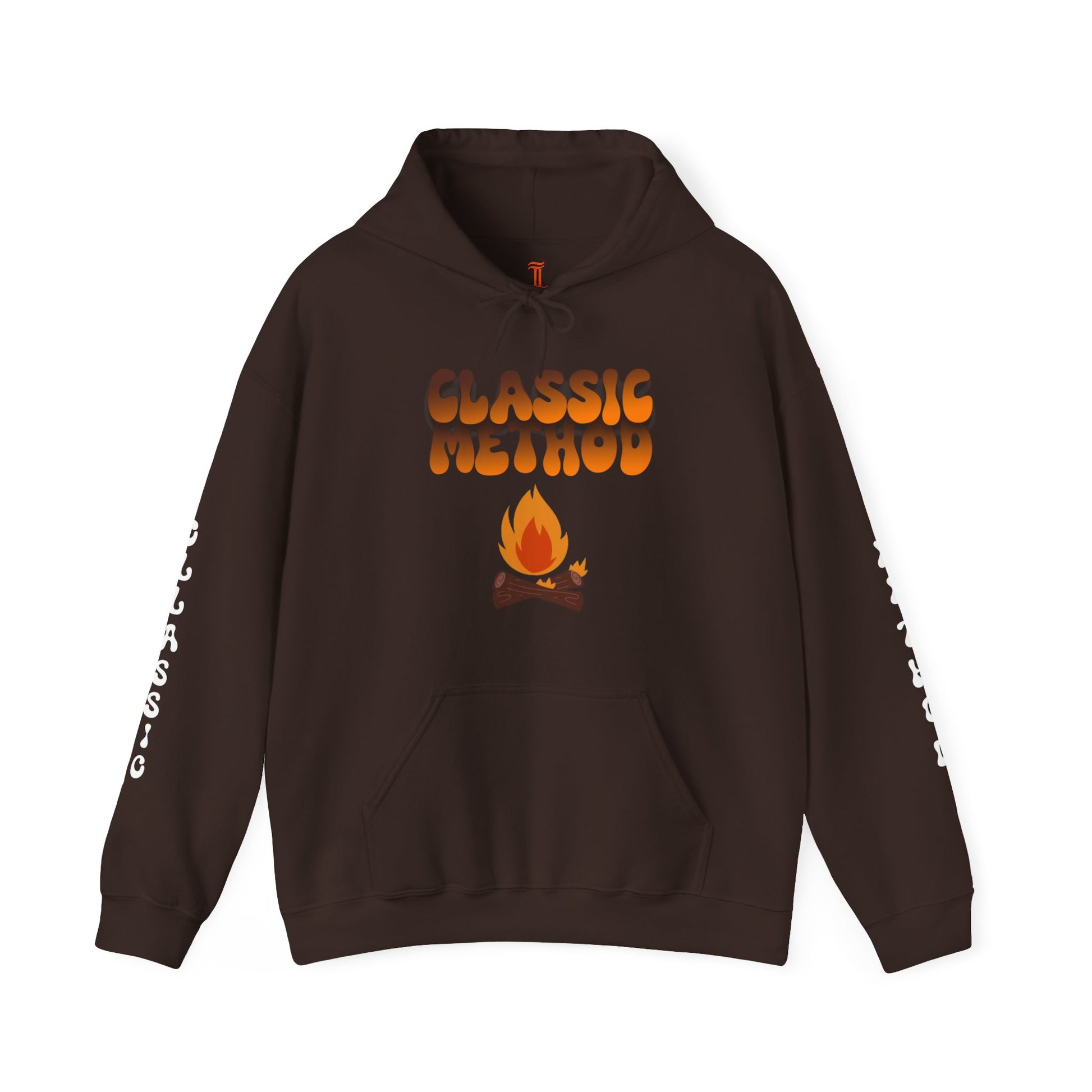 Unisex Heavy Blend Classic Method Hooded Sweatshirt Front Side Dark Chocolate