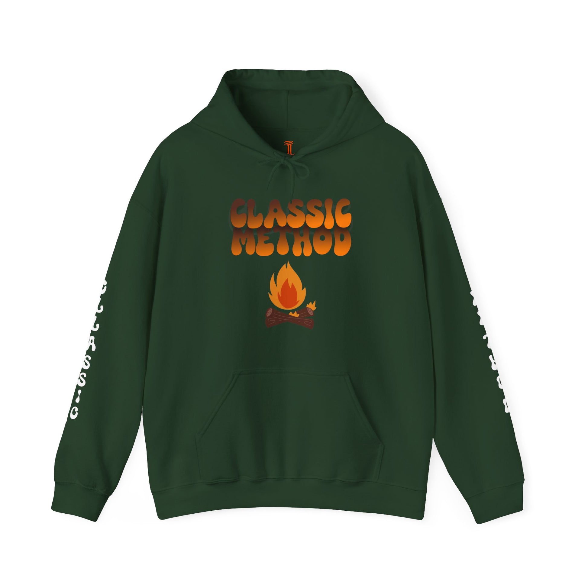 Unisex Heavy Blend Classic Method Hooded Sweatshirt Front Side Forest Green