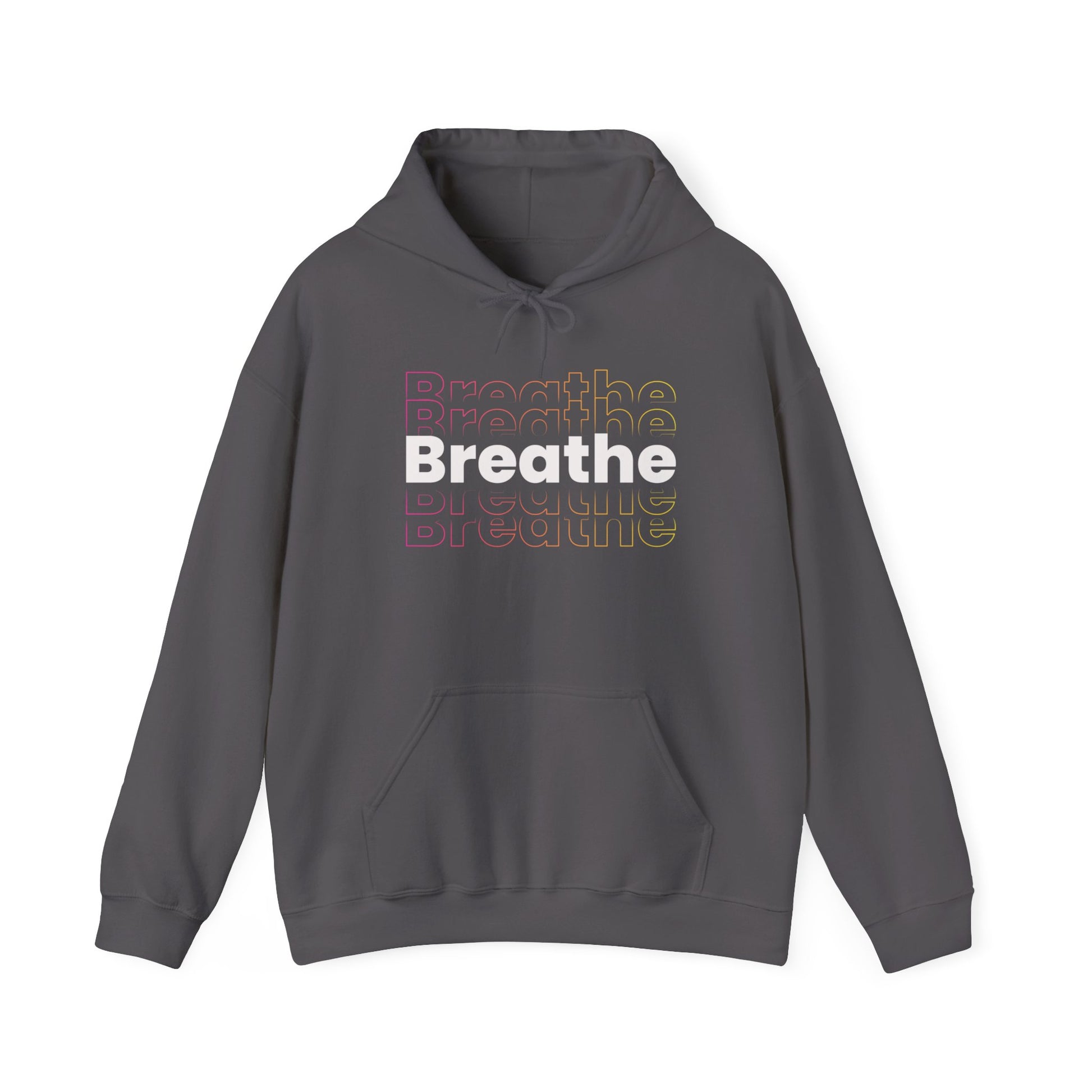 Unisex Heavy Blend Hooded Breathe Theme Sweatshirt Front Side Charcoal