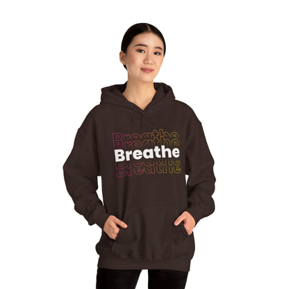 Unisex Heavy Blend Hooded Breathe Theme Sweatshirt Front Side Dark Chocolate Female