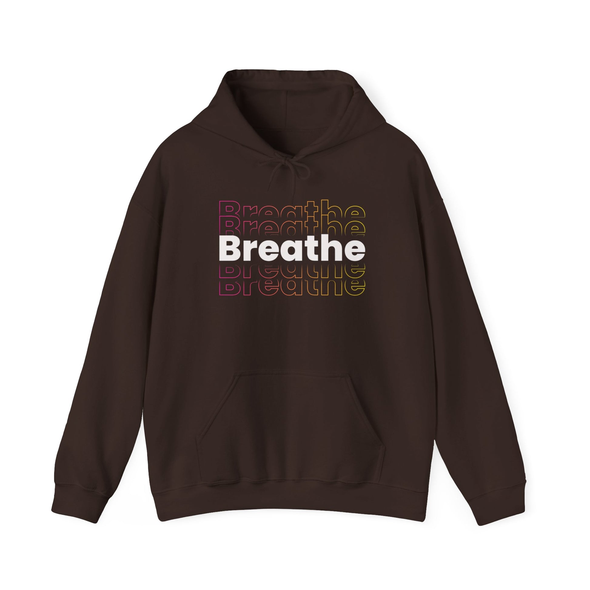 Unisex Heavy Blend Hooded Breathe Theme Sweatshirt Front Side Dark Chocolate