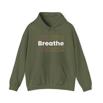 Unisex Heavy Blend Hooded Breathe Theme Sweatshirt Front Side Military Green