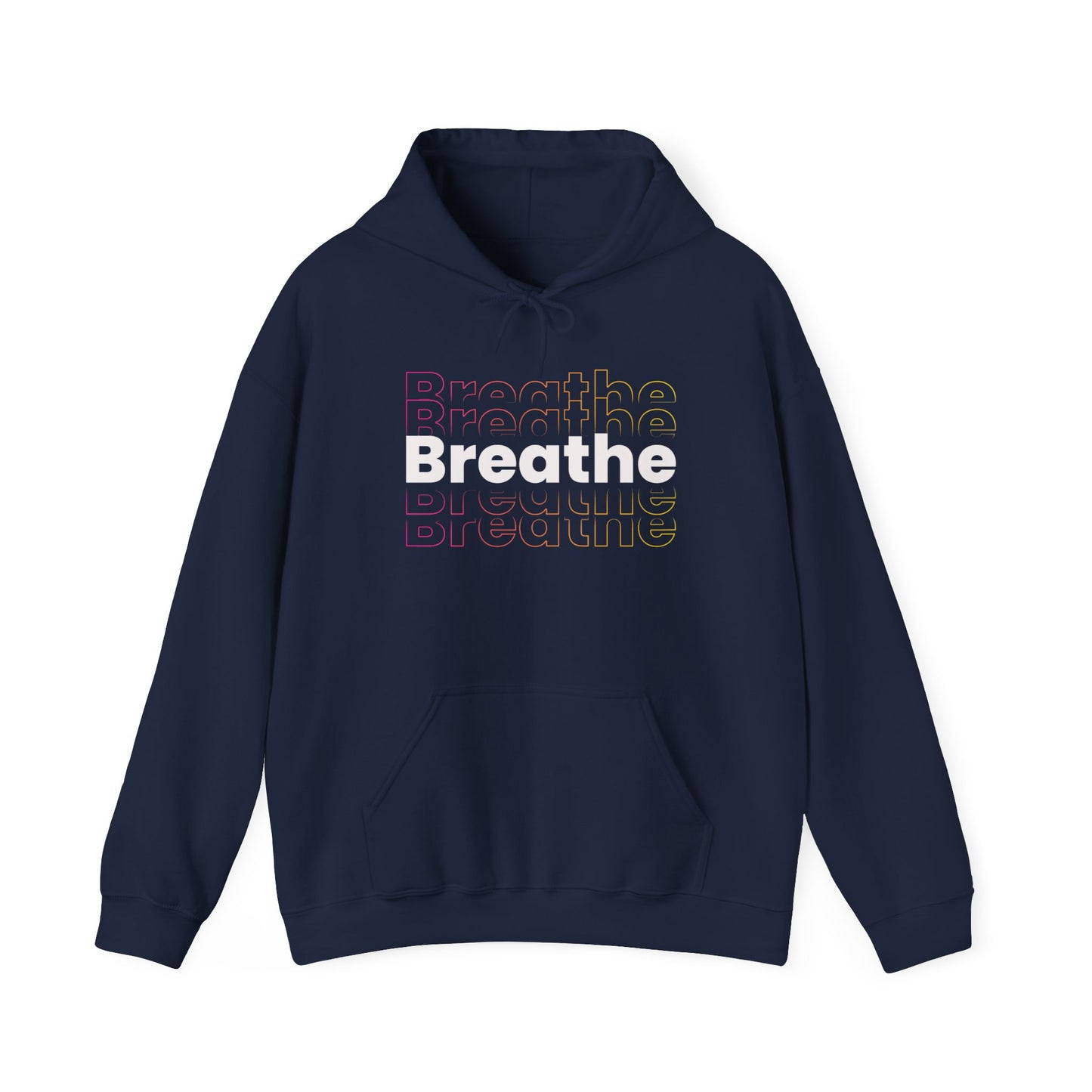 Unisex Heavy Blend Hooded Breathe Theme Sweatshirt Front Side Navy