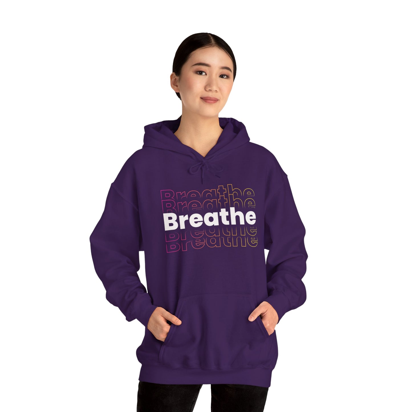 Unisex Heavy Blend Hooded Breathe Theme Sweatshirt Front Side Purple Female