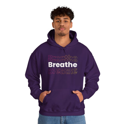 Unisex Heavy Blend Hooded Breathe Theme Sweatshirt Front Side Purple Male