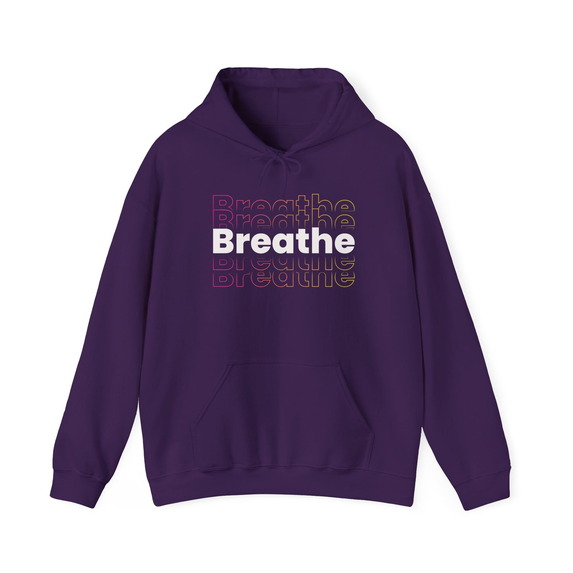 Unisex Heavy Blend Hooded Breathe Theme Sweatshirt Front Side Purple