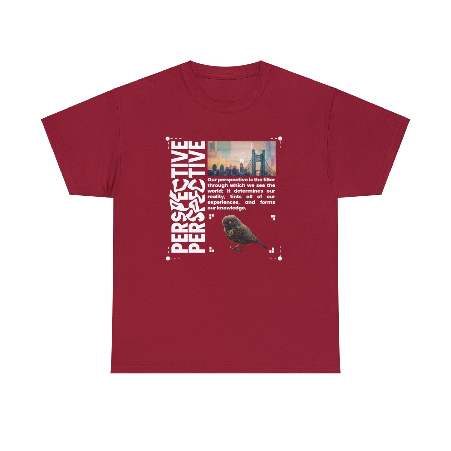 Unisex Heavy Cotton Perspective T-Shirt Front Side Cardinal Red