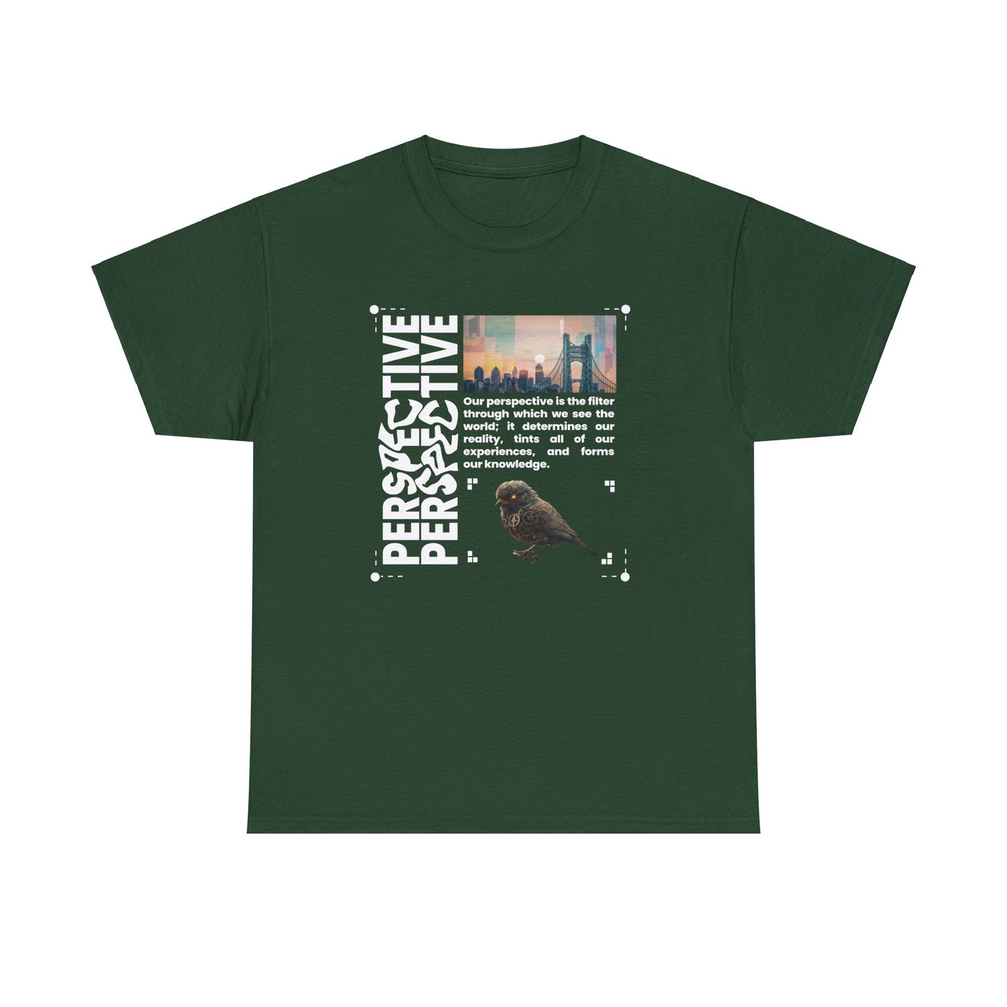 Unisex Heavy Cotton Perspective T-Shirt Front Side Forest Green