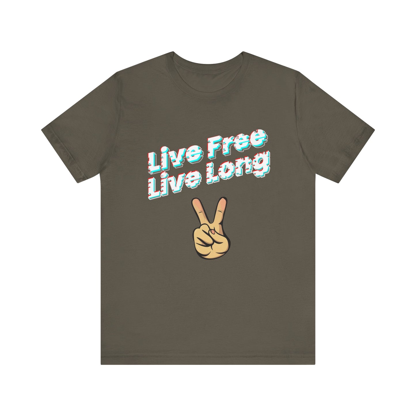 Unisex Jersey Short Sleeve Live Free Quote Tee Front Side Army