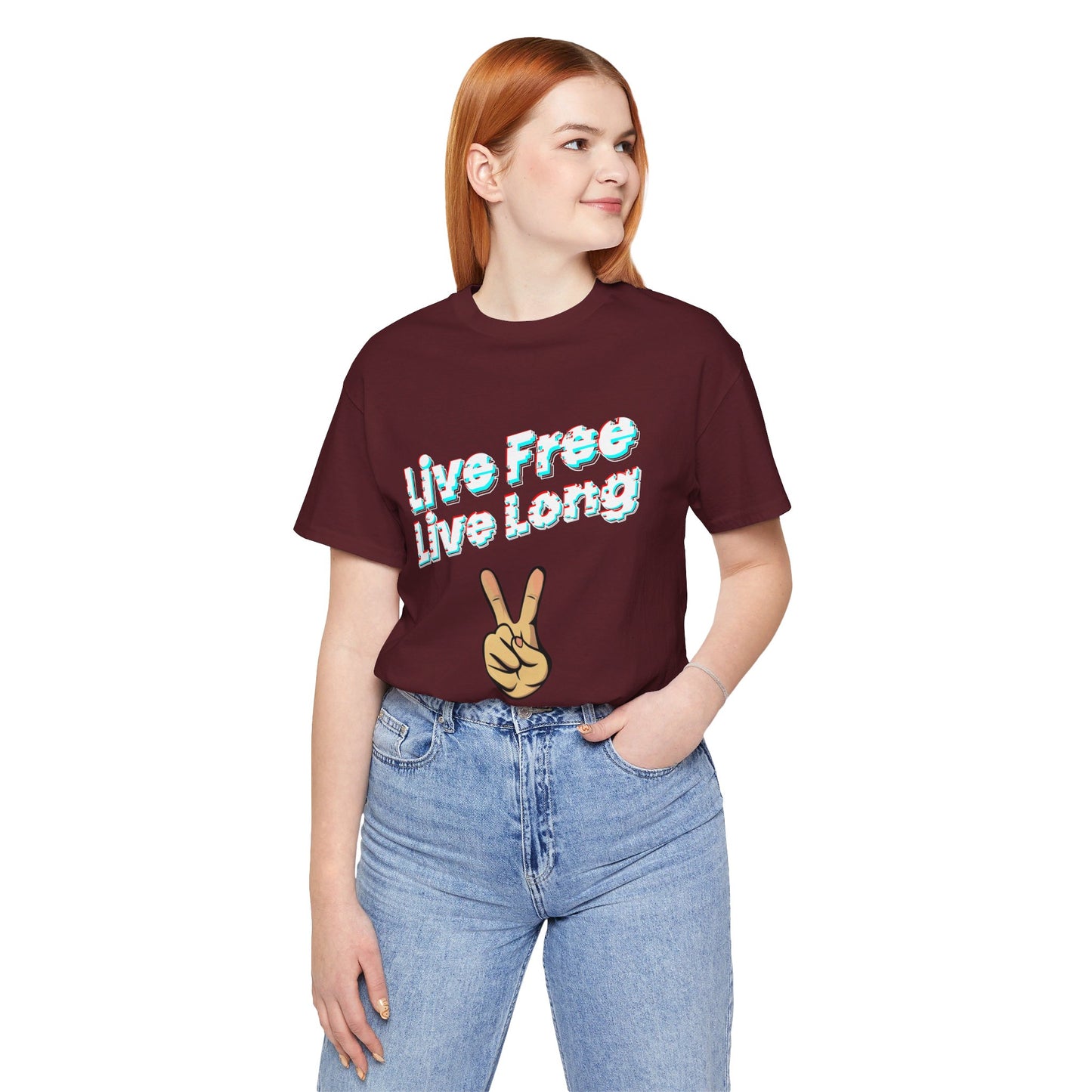 Unisex Jersey Short Sleeve Live Free Quote Tee Front Side Maroon