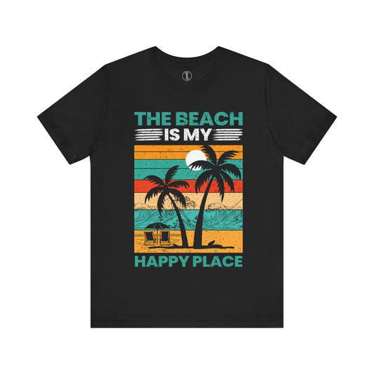 Unisex Jersey Short Sleeve Retro Beach Themed T-Shirt Front Side Black