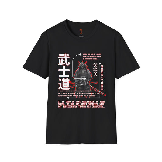 Unisex Softstyle Bushido Theme T-Shirt Front Side Black