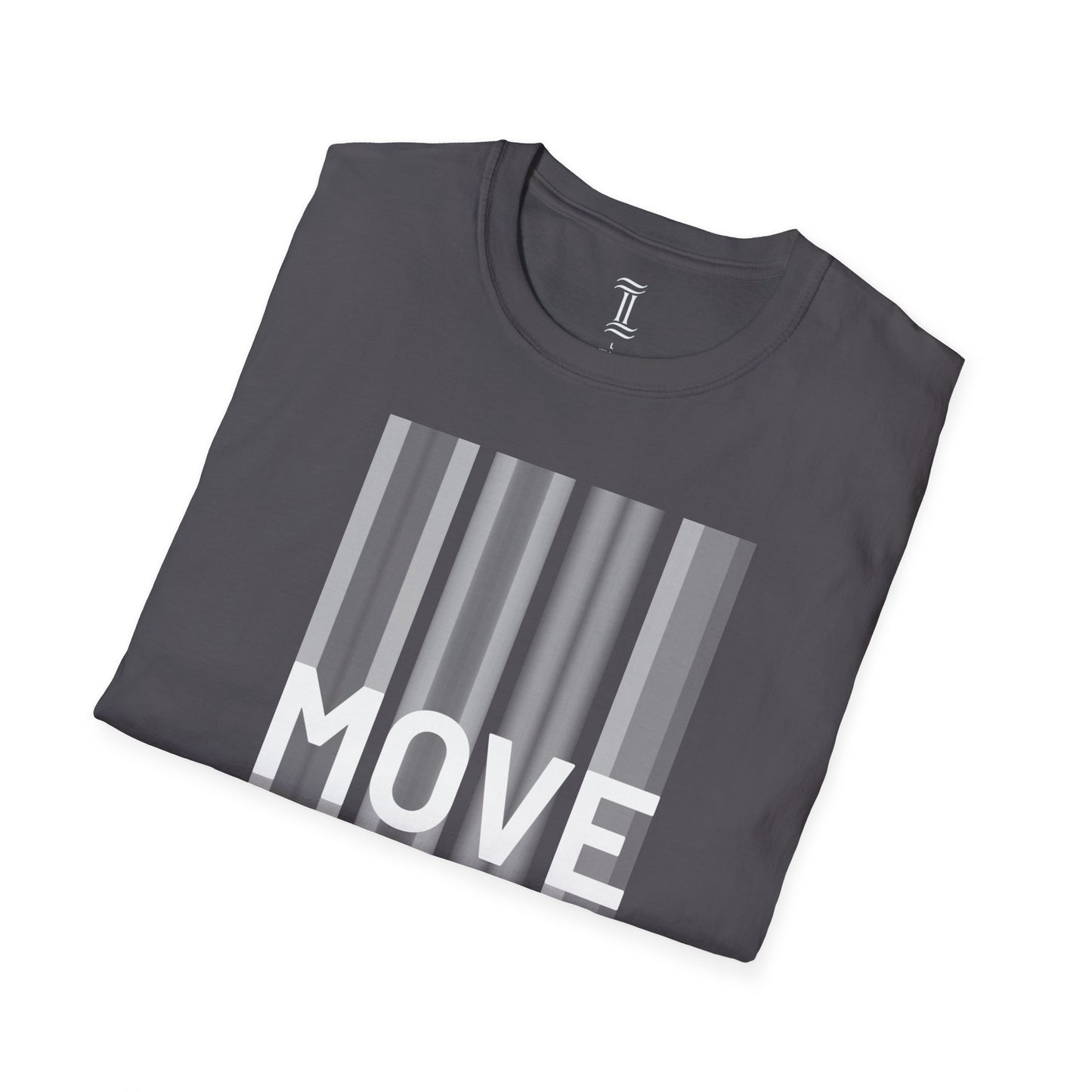 Unisex Softstyle Move Motivational T-Shirt Charcoal Folded