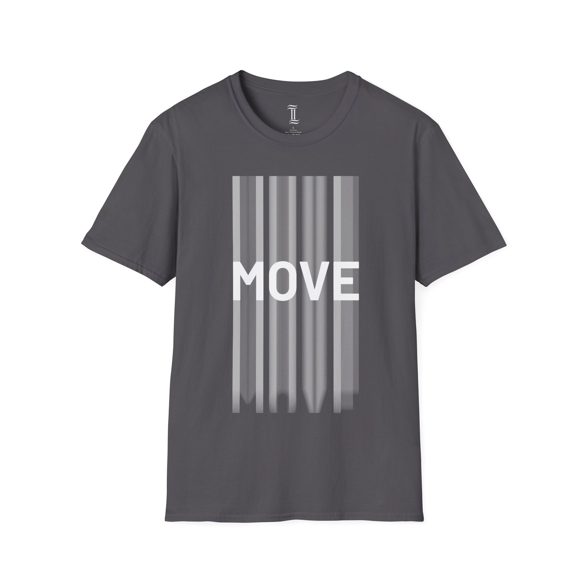 Unisex Softstyle Move Motivational T-Shirt Charcoal Front Side