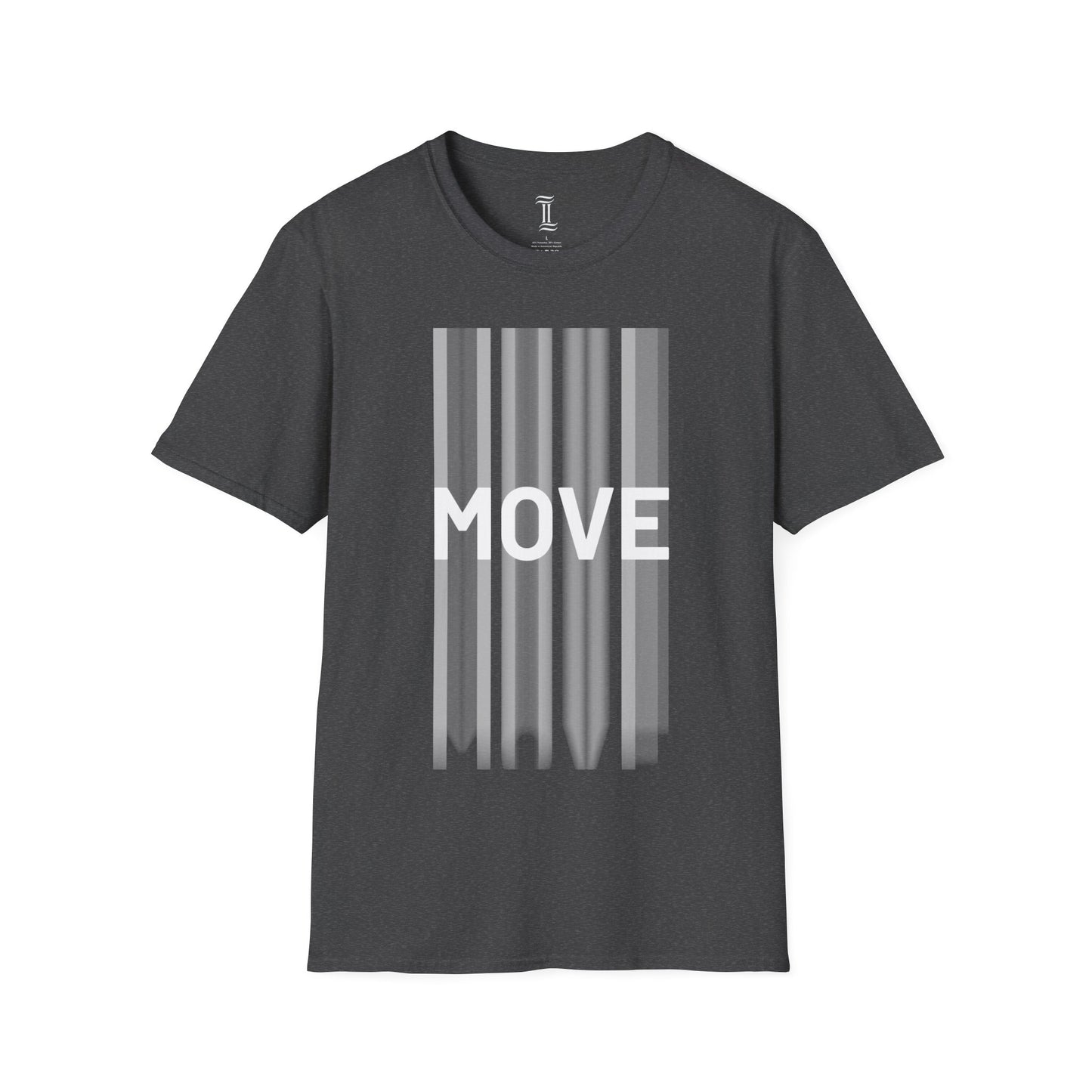 Unisex Softstyle Move Motivational T-Shirt Dark Heather Front Side